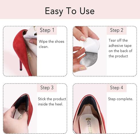 Shoe Help Grips for Shoes Too Big, Heel Insert for Women and Men, Heel Slip Grip Improved Shoe Fit and Comfort, Prevent Heel Slip and Blister (2 Pairs) Multicolor in Kuwait