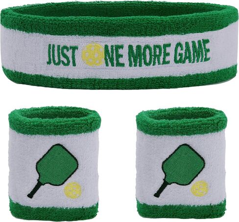 3 Pcs Pickleball Sweatband Set Men Women, Moisture Wicking Sweat Absorbent 2 Wristbands and 1 Headband for Basketball Tennis, Great Gift for Sports in Saudi Arabia