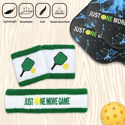 3 Pcs Pickleball Sweatband Set Men Women, Moisture Wicking Sweat Absorbent 2 Wristbands and 1 Headband for Basketball Tennis, Great Gift for Sports in Saudi Arabia