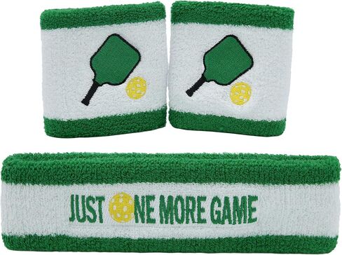 3 Pcs Pickleball Sweatband Set Men Women, Moisture Wicking Sweat Absorbent 2 Wristbands and 1 Headband for Basketball Tennis, Great Gift for Sports in Saudi Arabia