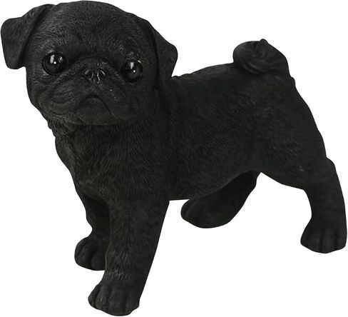 Resin Dog Statue Decoration Miniature Craft Nonslip Animal Ornaments Pug Figurine Sculpture for Auto Dashboard Desk Indoor Living Room Lawn, Black in Saudi Arabia