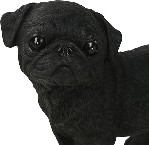 Resin Dog Statue Decoration Miniature Craft Nonslip Animal Ornaments Pug Figurine Sculpture for Auto Dashboard Desk Indoor Living Room Lawn, Black in Saudi Arabia