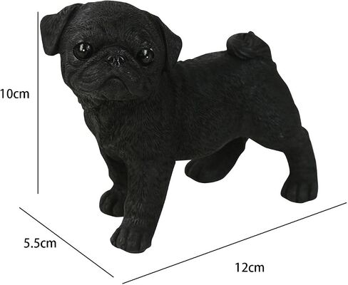 Resin Dog Statue Decoration Miniature Craft Nonslip Animal Ornaments Pug Figurine Sculpture for Auto Dashboard Desk Indoor Living Room Lawn, Black in Saudi Arabia