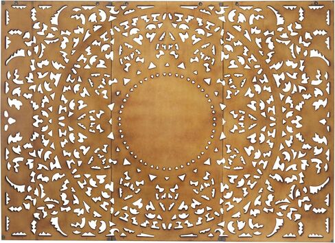 Deco 79 Wooden Floral Handmade Home Wall Decor Intricately Carved Wall Sculpture with Mandala Design, Set of 3 Wall Art 22" W, 48" H, Brown in Saudi Arabia