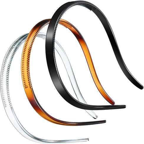 Waydress 3 Pieces Flex No Pressure Headbands Effortless Plastic Teeth Comb Headbands Skinny Hair Bands Plastic Hair Loop Hair Accessories for Women and Girls (Black, Light Brown, Dark Brown) in Saudi Arabia