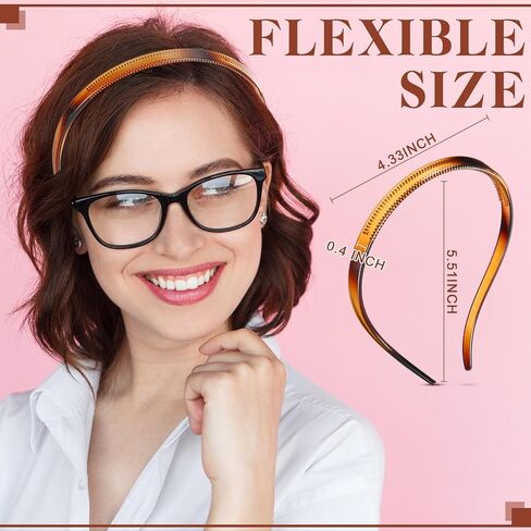 Waydress 3 Pieces Flex No Pressure Headbands Effortless Plastic Teeth Comb Headbands Skinny Hair Bands Plastic Hair Loop Hair Accessories for Women and Girls (Black, Light Brown, Dark Brown) in Saudi Arabia