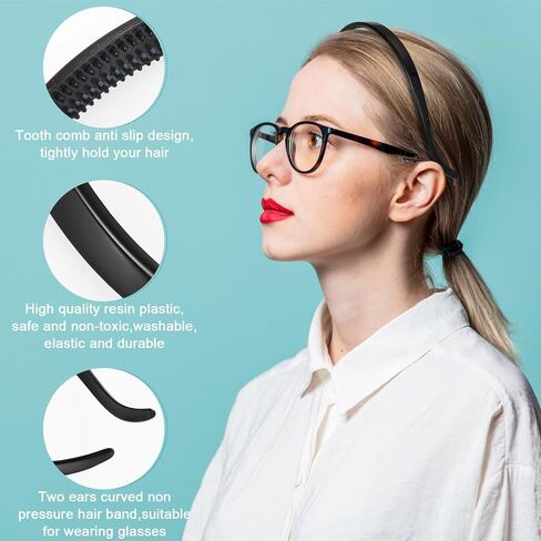 Waydress 3 Pieces Flex No Pressure Headbands Effortless Plastic Teeth Comb Headbands Skinny Hair Bands Plastic Hair Loop Hair Accessories for Women and Girls (Black, Light Brown, Dark Brown) in Saudi Arabia