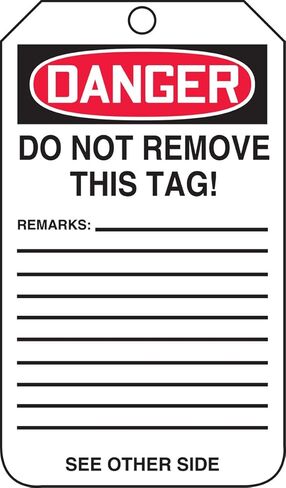Accuform MDT287CTP Accuform PF-Cardstock Jumbo Tag, Legend "Danger Do Not Operate", 8-1/2" Length x 3-7/8" Width x 0.010" Thickness, Red/Black On White (Pack of 25) in Saudi Arabia