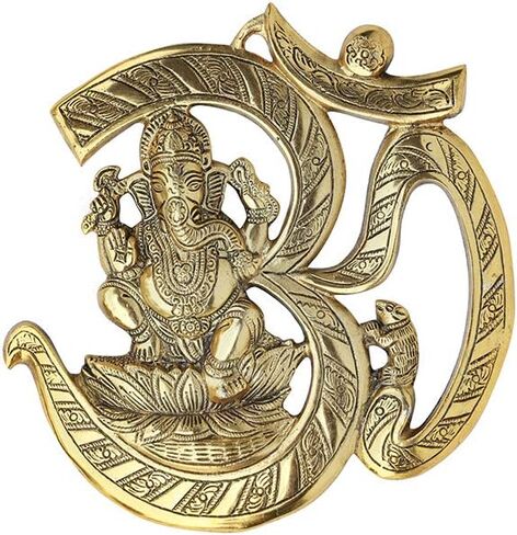 Om Ganpati Metal Wall Door Hanging with Antique Finish Art Sculpture Home Decor/ Decoration/Gift for Home/Interior Handcrafted/Décor/Wall Decoration/ Indian Traditional Gift (Size:-12 Inches) in Saudi Arabia