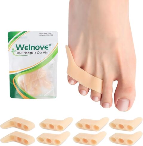 Welnove Gel Pinky Toe Separators - 8 Pack Pinky Toe Spacers, Bunion Cushions Pads for Women＆Men, Silicone Little Toe Protectors for Preventing Rubbing & Relieve Pressure(Beige) in Saudi Arabia