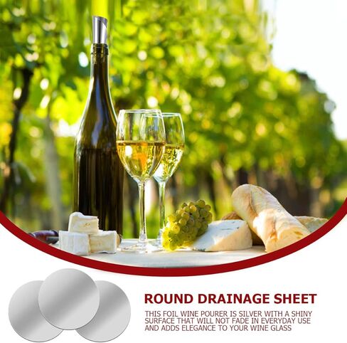 DOERDO 50 قطعة من رقائق الألومنيوم لسكب النبيذ الأحمر، شريحة قابلة لإعادة الاستخدام، مرنة لإيقاف التنقيط، قرص فوهة الصب لموزع سائل مشروبات النبيذ والبيرة in Kuwait