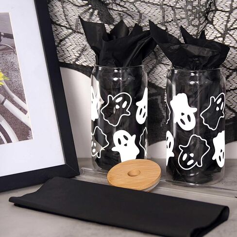 ANOTION Halloween Mugs - 18 oz Halloween Ghost Decor Ghost Mug Halloween Decorations Glass Cups Tumbler Iced Coffee Cups Glassware Cookie Jar Decor Gift Drinking Water Bottles in Kuwait