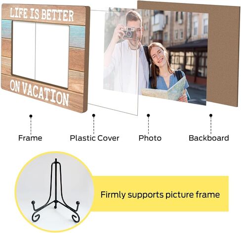Life Is Better On Vocation Wood Photo Frame for Friends BFF Women Men, Beach House Picture Frame 4 x 6 Tabletop Display Vacation Gifts for Couple, Home Office Living Room Holiday Decors -14 in Kuwait