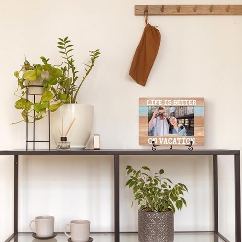 Life Is Better On Vocation Wood Photo Frame for Friends BFF Women Men, Beach House Picture Frame 4 x 6 Tabletop Display Vacation Gifts for Couple, Home Office Living Room Holiday Decors -14 in Kuwait