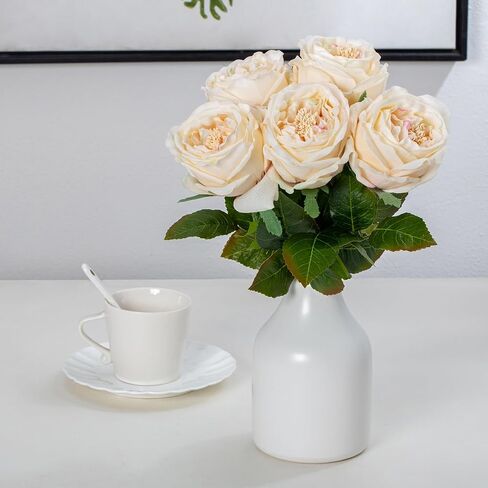 DuHouse 5Pcs Silk Roses Fake Champagne Roses with Stems Real Touch Rose Artificial Flowers for Arrangement Wedding Party Home Decoration in Saudi Arabia