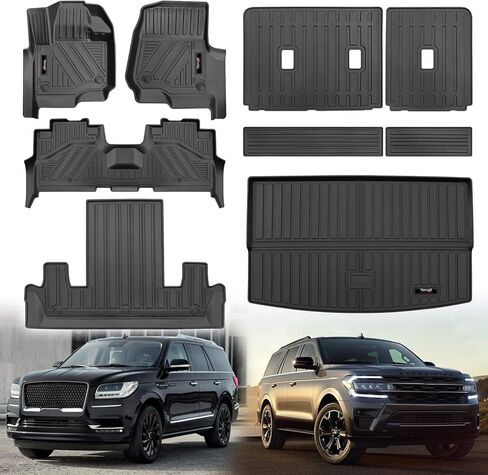 لـ 2018-2024 Ford Expedition Max/Lincoln Navigator L Cargo Liners Trunk Mat TPE المطاط حماية حصيرة الملحقات (بطانة البضائع (تناسب فقط MAX أو L)) in Kuwait