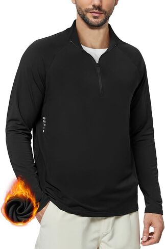 Men's Quarter Zip Pullover Fleece Lined Long Sleeve Golf Sweatshirt 1/4 Half Zip Athletic Workout Shirts in Saudi Arabia