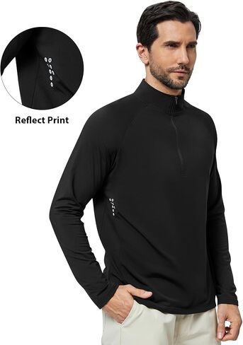 Men's Quarter Zip Pullover Fleece Lined Long Sleeve Golf Sweatshirt 1/4 Half Zip Athletic Workout Shirts in Saudi Arabia