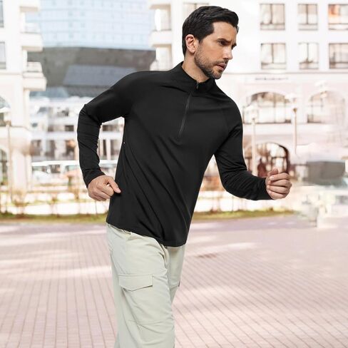 Men's Quarter Zip Pullover Fleece Lined Long Sleeve Golf Sweatshirt 1/4 Half Zip Athletic Workout Shirts in Saudi Arabia