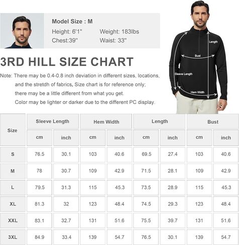 Men's Quarter Zip Pullover Fleece Lined Long Sleeve Golf Sweatshirt 1/4 Half Zip Athletic Workout Shirts in Saudi Arabia