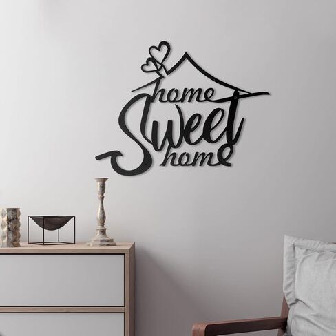 MyGift Decorative 3-D Wall Art, Matte Black Home Sweet Home Metal Cutout Sign Wall Decor for Living Room, Kitchen, Family Room or Entryway in Saudi Arabia