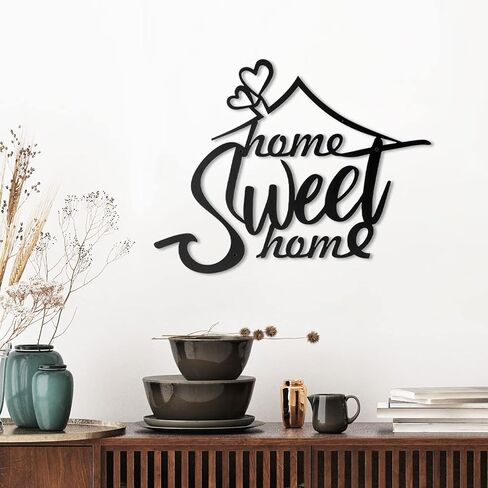 MyGift Decorative 3-D Wall Art, Matte Black Home Sweet Home Metal Cutout Sign Wall Decor for Living Room, Kitchen, Family Room or Entryway in Saudi Arabia