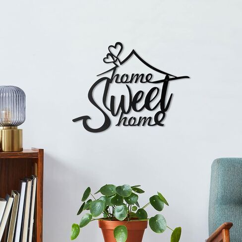 MyGift Decorative 3-D Wall Art, Matte Black Home Sweet Home Metal Cutout Sign Wall Decor for Living Room, Kitchen, Family Room or Entryway in Saudi Arabia