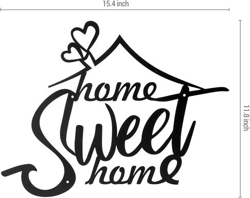 MyGift Decorative 3-D Wall Art, Matte Black Home Sweet Home Metal Cutout Sign Wall Decor for Living Room, Kitchen, Family Room or Entryway in Saudi Arabia