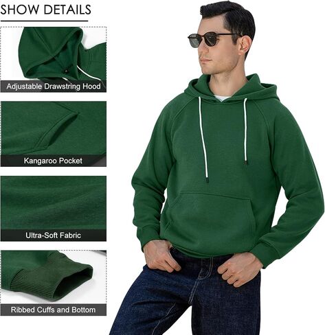 LBL Leading the Better Life Men's Solid Pullover Hoodies Sports Soft Blend Fleece Hooded Sweatshirts with Kangaroo Pocket in Kuwait