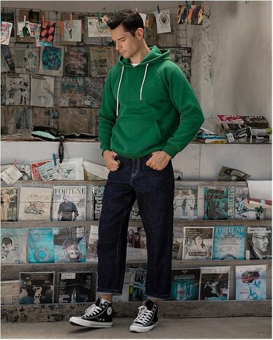 LBL Leading the Better Life Men's Solid Pullover Hoodies Sports Soft Blend Fleece Hooded Sweatshirts with Kangaroo Pocket in Kuwait