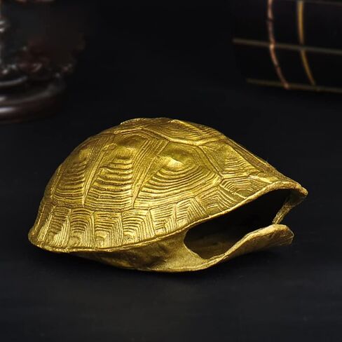 Ipetboom 1 Set Chinese Feng Shui Coins Divination Turtle Shell Good Luck Fortune Coin Copper Crafts Turtle Statue I- Ching Coins for Health Wealth Home Ornament Golden in Saudi Arabia