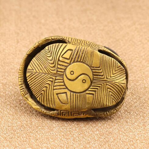 Ipetboom 1 Set Chinese Feng Shui Coins Divination Turtle Shell Good Luck Fortune Coin Copper Crafts Turtle Statue I- Ching Coins for Health Wealth Home Ornament Golden in Saudi Arabia