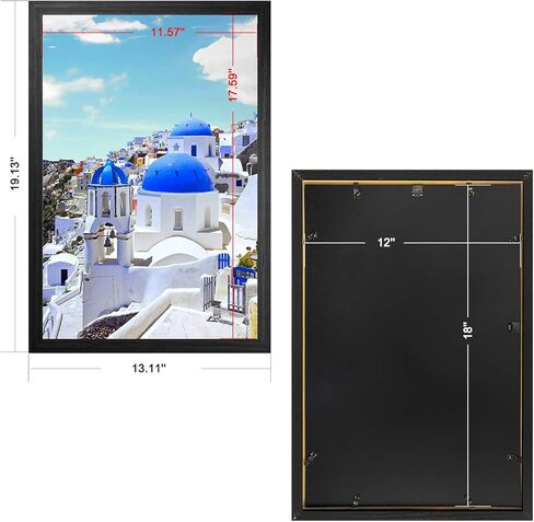 12x18 إطار أسود إطارات الصور الخشبية 12x18 إطارات الصور جدار تصاعد أطر الملصقات لغرفة المعيشة المنزلية والديكور المكتبي in Kuwait