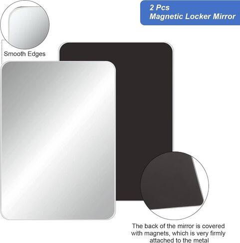 3 Pack Magnetic Locker Mirror Small Real Glass Mirror for School Locker Gym Locker Magnetic Makeup Mirror for Girls Bathroom Household Refrigerator Office Cabinet Rectangular Locker Accessories in Saudi Arabia