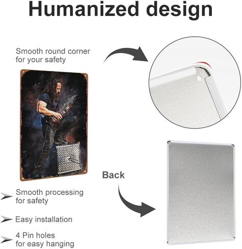 Music World John Petrucci Metal Tin Sign Poster Vintage Art Wall Decor 12 x 8 inch in Kuwait