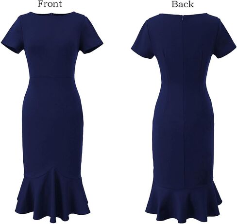 VFSHOW Womens Elegant Vintage Cocktail Party Mermaid Bodycon Midi Mid-Calf Dress in Saudi Arabia