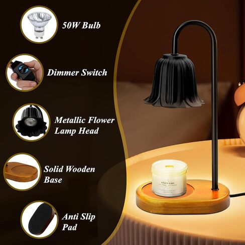 مصباح تدفئة الشموع مع لمبات، سخان شمع كهربائي قابل للتعتيم، سخان شموع مصباح لشمعة جرة شمعة يانكي، سخان تذوب الشمع للمعطرة، هدايا تدفئة المنزل، هدايا ديكور منزلي جديدة للنساء in Kuwait