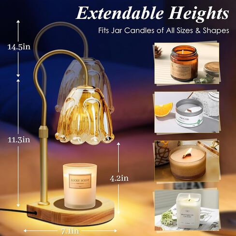 Candle Warmer Lamp with Bulbs, Dimmable Electric Candle Lamp Warmer, Lamp Candle Warmer for Yankee Candle Jar Candle, Wax Melt Warmer for Scented, House Warming Gifts New Home Decor Gifts for Women in Saudi Arabia