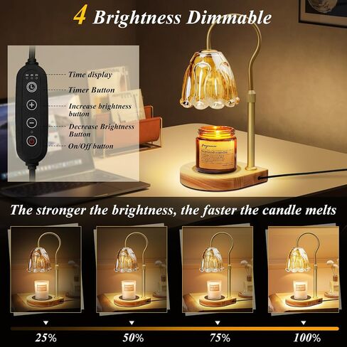 Candle Warmer Lamp with Bulbs, Dimmable Electric Candle Lamp Warmer, Lamp Candle Warmer for Yankee Candle Jar Candle, Wax Melt Warmer for Scented, House Warming Gifts New Home Decor Gifts for Women in Saudi Arabia
