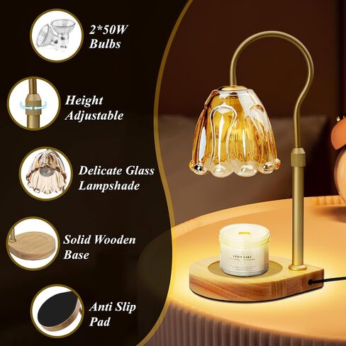 Candle Warmer Lamp with Bulbs, Dimmable Electric Candle Lamp Warmer, Lamp Candle Warmer for Yankee Candle Jar Candle, Wax Melt Warmer for Scented, House Warming Gifts New Home Decor Gifts for Women in Saudi Arabia