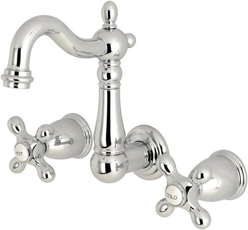 Kingston Brass KS1222AX Heritage Bathroom Faucet, 4-3/4" in Spout Reach, Polished Brass in Saudi Arabia