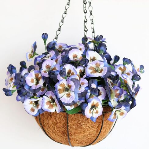 6PCS Artificial Flowers Artificial Pansy Bushes Faux Plastic Flower Fake Plants Indoor Outdoor Home Garden Decoration (Purple Blue) in Kuwait