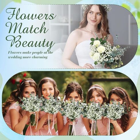 80 Pcs 20.5 Inch Babys Breath Artificial Flowers and 2 Kinds Artificial Eucalyptus Stems Leaves Greenery Faux Silver Dollar Bouquets Babys Breath Flowers for Wedding Bridal Centerpiece Decor in Saudi Arabia