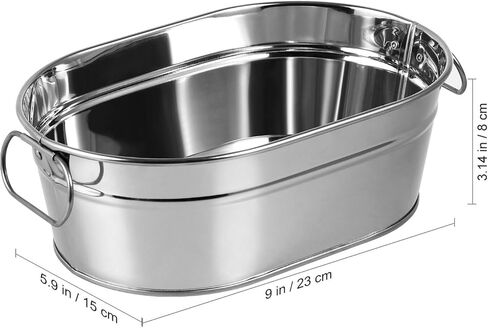 Alipis Stainless Steel Oval Ice Bucket,Beverage Tub Metal Drink Bucket Drink Chiller Buckets for Cocktail Bar Parties Outdoor (Silver) in Saudi Arabia