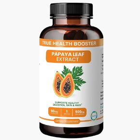 Organic Papaya Leaf Extract Capsules - 500mg Immune Support, Platelets, Hair, Skin & Heart Health - 60 Vegetarian Capsules for Natural Wellness