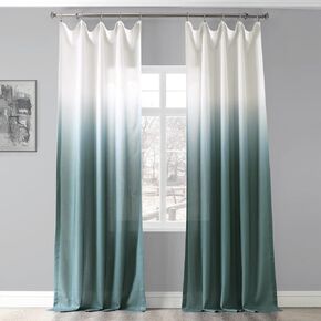 HPD Half Price Drapes Faux Linen Sheer Curtains for Living Room, Bedroom 50 X 96, FELCH-OMB1701-96 (1 Panel) Ombre Aqua