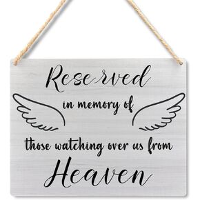 Ryeolo in Loving Memory Wedding Sign, Reserved Signs for Wedding, Reserved In Memory of Those Watching Over Us Wedding Memorial Wooden Plaque Signs Wall Hanging, 10.2x7.8 Inches