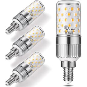 E12 LED Bulbs,12W LED Candelabra Bulbs,100 Watt Equivalent, Daylight White 6000K Chandelier Bulbs, E12 Base Ceiling Fan Light Bulbs, 85V-265V, 1000Lumen Corn Bulbs, Non-Dimmable (4 Pack)