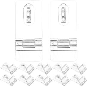 TEHAUX 12pcs Mini Hinge Hasp, Acrylic Hinge Clear Acrylic Hasp Buckle Small Hinge Latch Hasp Lock Box Transparent Hinge Hasp Buckle for Box Jewelry Box Mini Cabinet Hinges