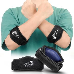 IPOW 2 PACK Tennis & Golfer's Elbow Brace, Tennis Elbow Strap with Thick Pad for Men & Women, Elbow Brace for Tendonitis and Tennis Elbow Relief, Elbow Band for Weightlifting, Pickleball, Working